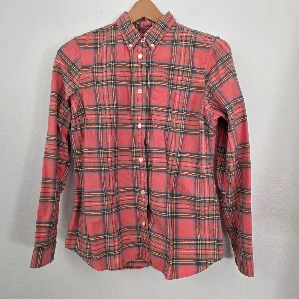 LL Bean Women's Organic Cotton Button Down Plaid Shirt